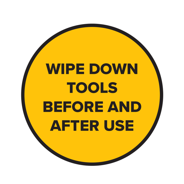 Picture of COVID-19 Construction Site Safety Wipe Down Tools Sticker